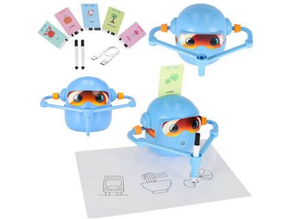 Interaktívna vzdelávacia robotická hračka, ktorá sa učí kresliť fíčrové značky modrá