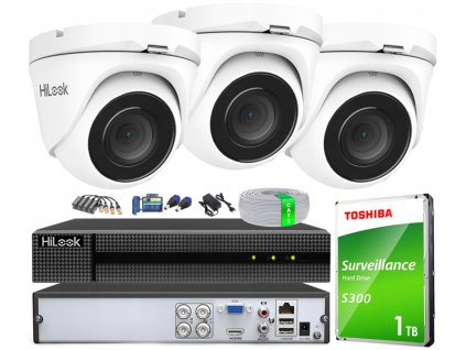 Sada na monitorovanie TurboHD, 3 kamery 2Mpx, rekordér 4ch - HiLook od Hikvision