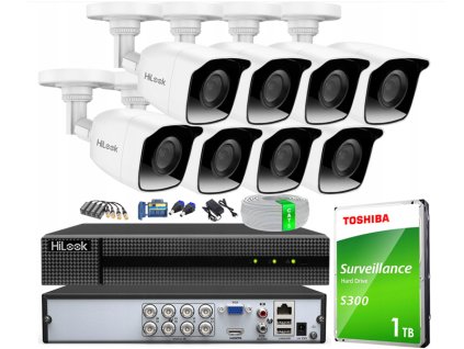 Sada na monitoring TurboHD, 8 kamier 2Mpx, 8-kanálový rekordér - HiLook by Hikvision