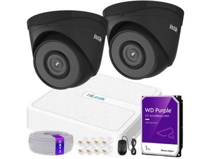 Sada na IP monitoring 5Mpx 2 kamery IPCAM-T5 ČIERNA, 4-kanálový rekordér s PoE - HiLook od Hikvision