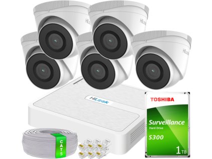 Sada na IP monitoring FullHD 2MP, 5 kamier IPCAM-T2 IR30m, rekordér 8xPoE - HiLook od Hikvision