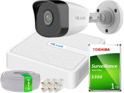 Sada na IP monitoring Full HD, 1 kamera IPCAM-B2 IR30m, 4-kanálový PoE rekordér - HiLook od Hikvision