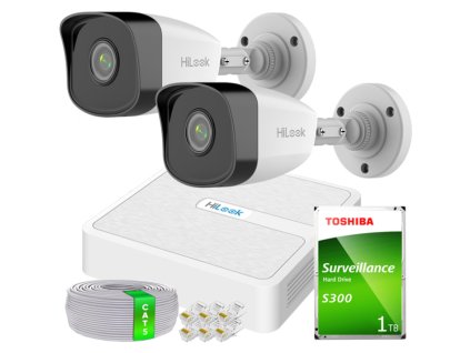 Sada na IP monitoring Full HD, 2 kamery IPCAM-B2 IR30m, 4-kanálový PoE rekordér - HiLook od Hikvision