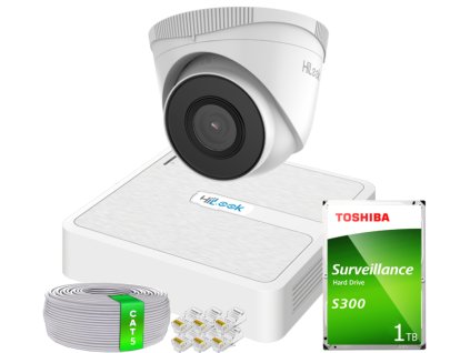 Sada pre IP monitoring Full HD, 1 kamera IPCAM-T2 IR30m, 4-kanálový PoE rekordér - HiLook od Hikvision
