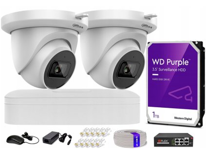 Sada na IP monitoring 4Mpx, IR30m, 2 IP kamery, WizSense, 4-kanálový rekordér, PoE switch - Dahua