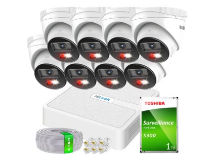 Sada na IP Monitoring Full HD, 8 Kamier IPCAM-T2-30DL, Hybrid Light, 8-kanálový PoE Nahrávač, MD 2.0 - HiLook od Hikvision