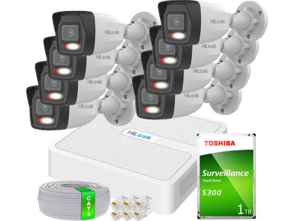 Súprava pre IP Monitoring Full HD, 8 Kamier IPCAM-B2-30DL, Hybrid Light, 8-kanálový PoE Rekordér, MD 2.0 - HiLook od Hikvision