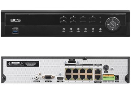 BCS-U-NVR0802-A-4K-8P(6TB) - IP rekordér 8-kanálový, až do 12Mpx, 8xPoE, 1x6TB (vnútorne), eSATA - BCS Ultra