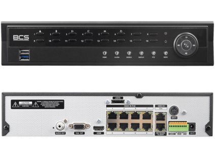 BCS-U-NVR1602-A-4K-8P(6TB) - IP rekordér 16-kanálový, až 12Mpx, 8xPoE, 1x6TB (vstavaný), eSATA - BCS Ultra