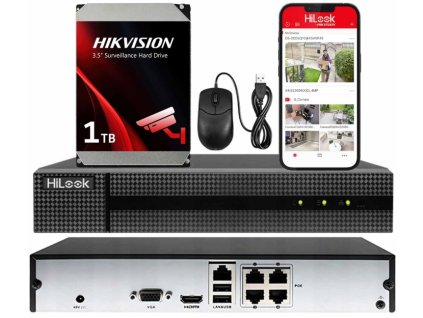 NVR-104MH-D/4P-1TB - 4-kanálový IP rekordér s 1TB diskom, 4x PoE, až 4Mpx, H.265 - Hilook od Hikvision