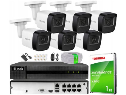 Sada na IP monitoring 4Mpx, 6 IP kamier, 8-kanálový PoE rekordér - HiLook od Hikvision
