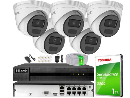 Sada na IP monitoring 4Mpx, 5 IP kamier, 8-kanálový PoE rekordér - HiLook od Hikvision
