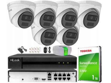 Sada pre IP monitorovanie 4MP, 6 IP kamier, 8-kanálový PoE rekordér - HiLook od Hikvision