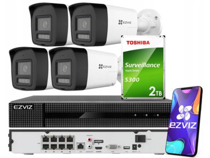 Sada na monitorovanie IP 8Mpx 4K, 4 Kamery H3K Live Guard, PoE - EZVIZ