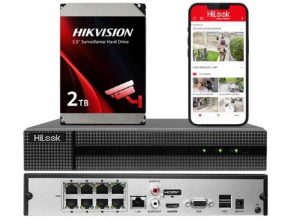 NVR-108MH-C/8P-2TB - IP rekordér 8-kanálový s diskem 2TB, 8x PoE, až 8Mpx, MD 2.0 - Hilook od Hikvision