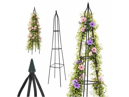 LUARO záhradná pergola stojan na kvety pre popínavé ruže kovová pyramída