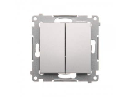 Tlačidlo dvojité spínacie Simon 54 bez piktogramu strieborné