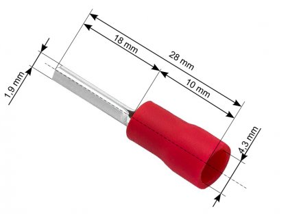 Konektor izolovaná objímka 1,9/28mm kábel 4,3mm