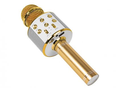 Bezdrôtový karaoke mikrofón zlatý PRM402