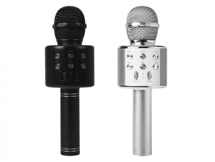 Bezdrôtový karaoke mikrofón sada strieborný + čierny PRM402