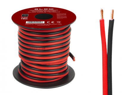 Kábel na reproduktory 2x0,75 mm čierny/červený 10 m