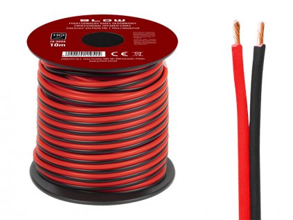 Kábel na reproduktory 2x0,50 mm čierny/červený 10 m