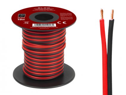 Kábel na reproduktory 2x0,35 mm čierny/červený 10 m