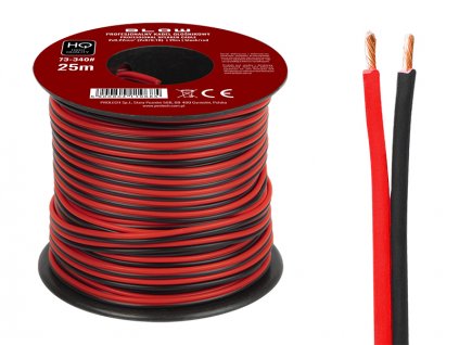 Kábel na reproduktory 2x0,22 mm čierny/červený 25 m