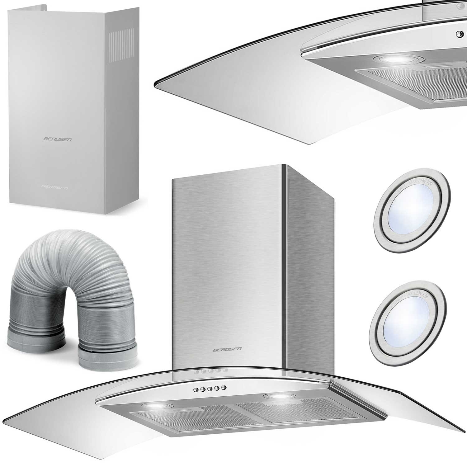 Berdsen Priestorový digestor 90 cm BT-223 INOX