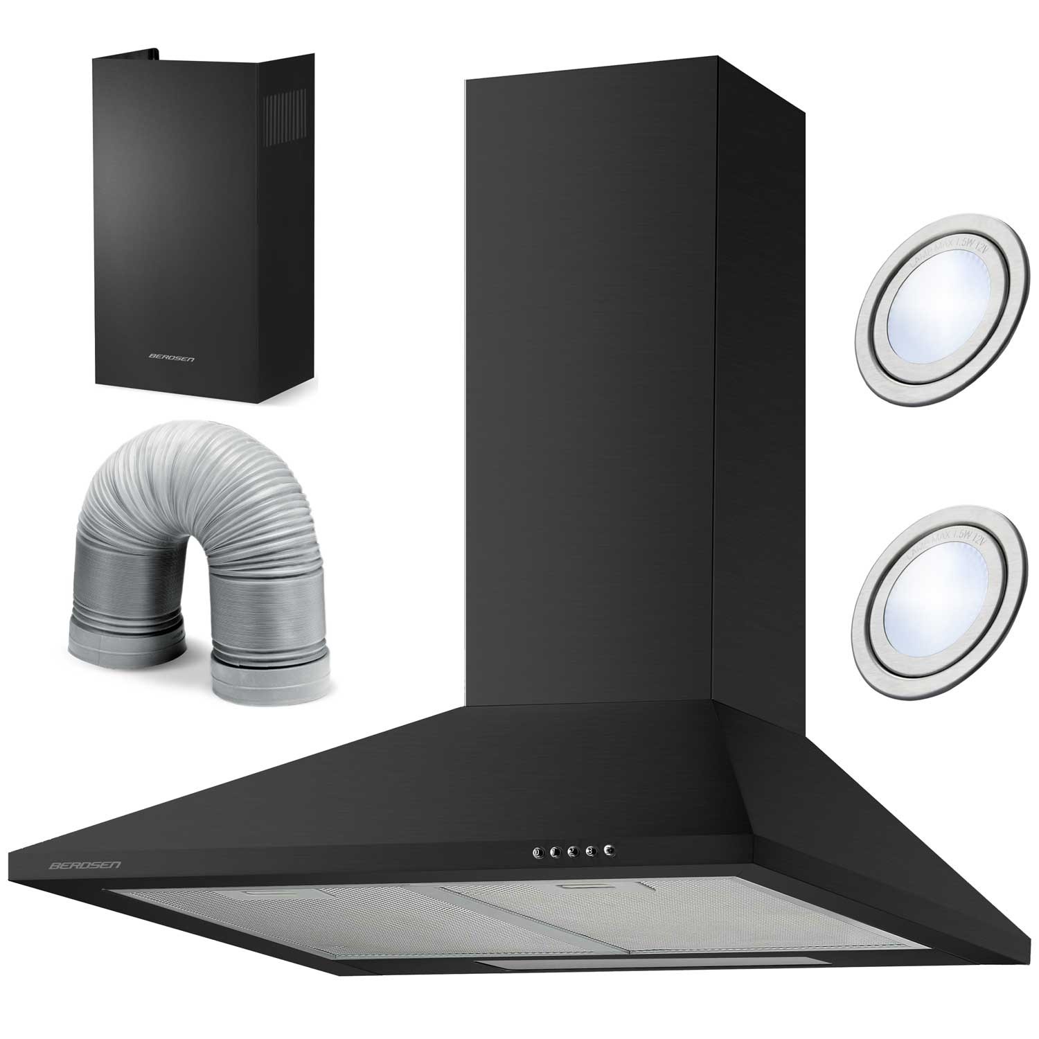 Berdsen Komínový digestor 60 cm BT-214 čierny