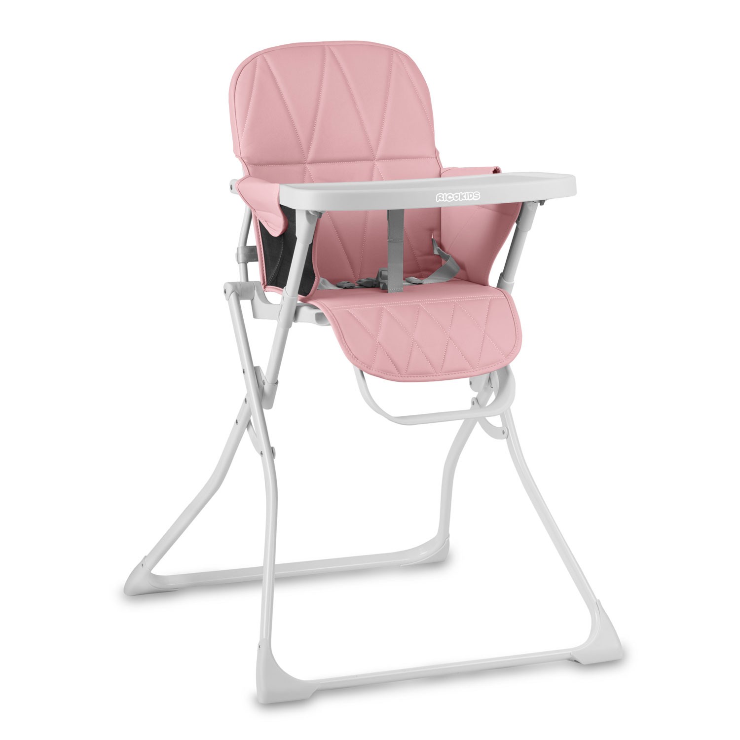 Ricokids Detská jedálenská stolička Nuco biela + ružová