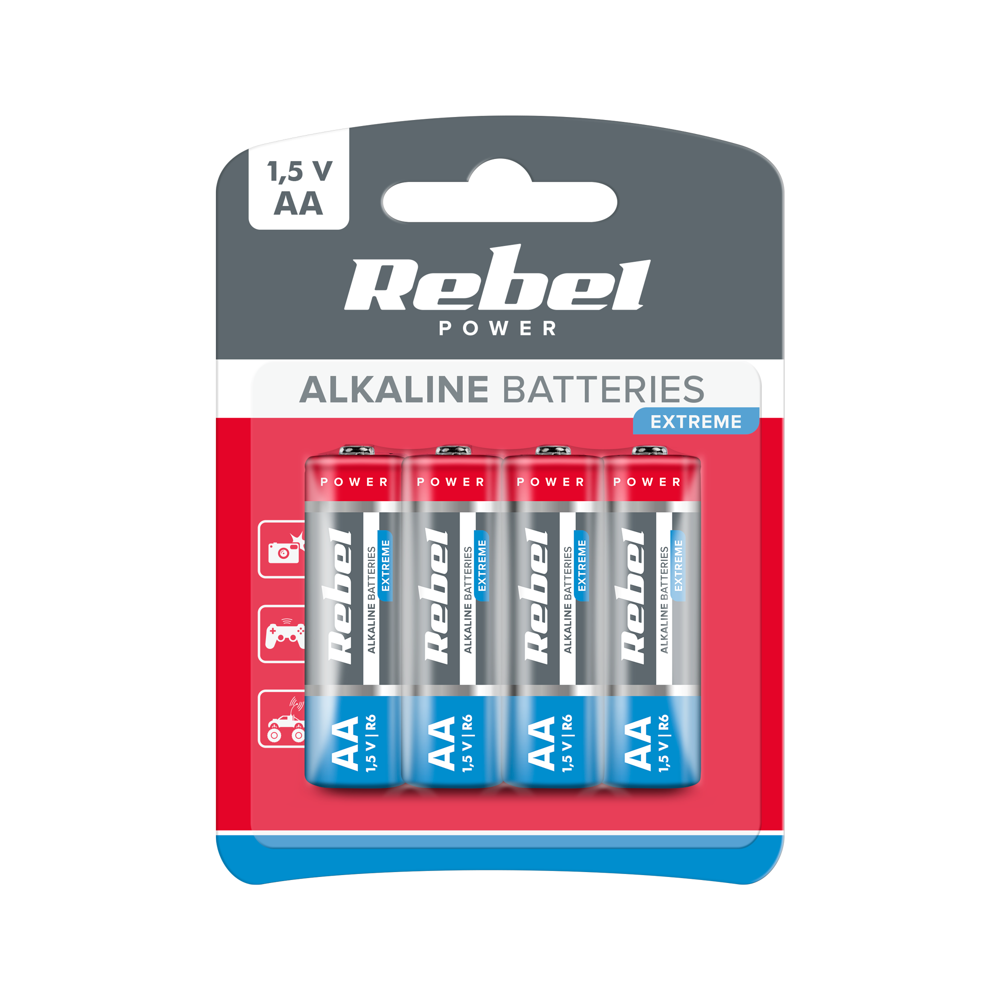 Alkalické AA batérie 1,5 V 4 ks Rebel Extreme L-BAT0097B
