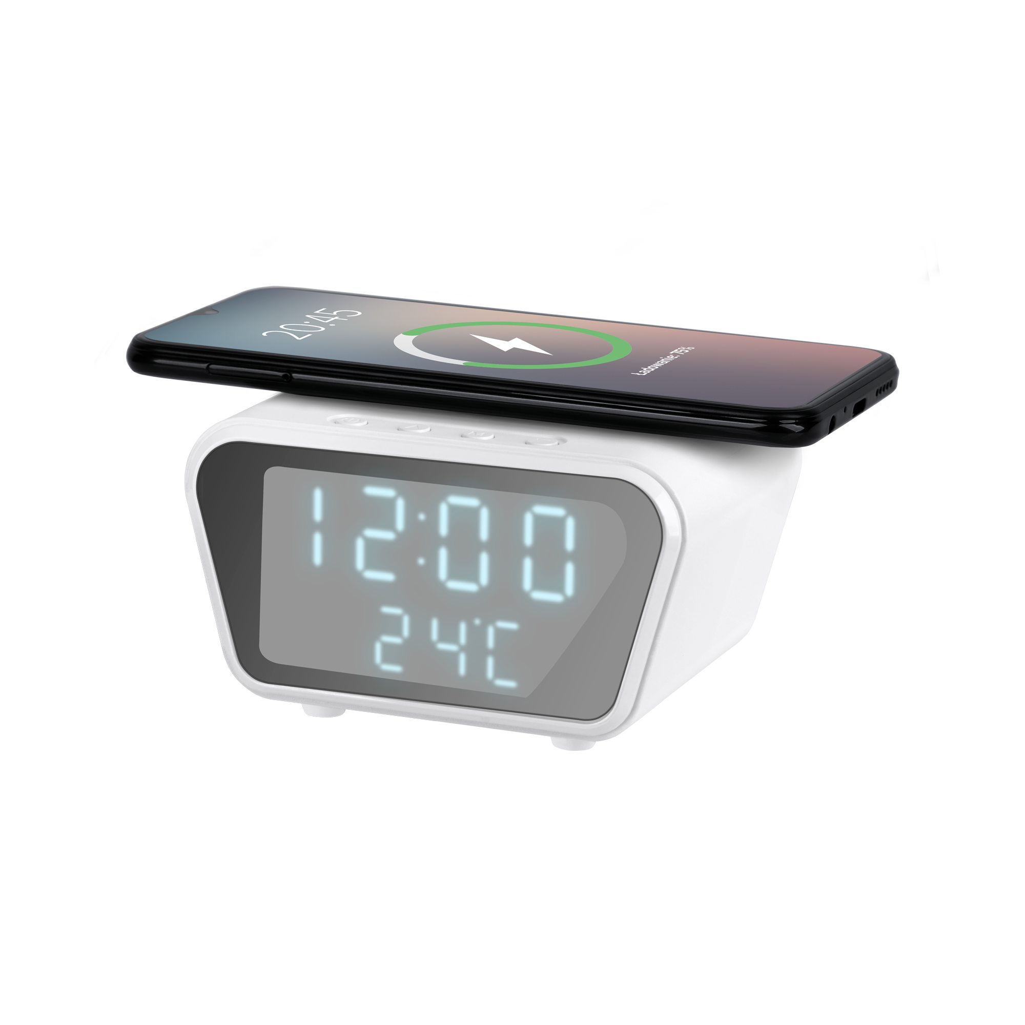 Rebel Digitálny budík s indukčnou nabíjačkou RB-6303-W
