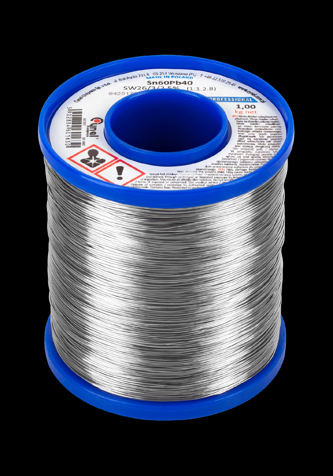 Cín na spájkovanie SN60PB40 2 mm 1 kg Cynel L-LUT0110-1000