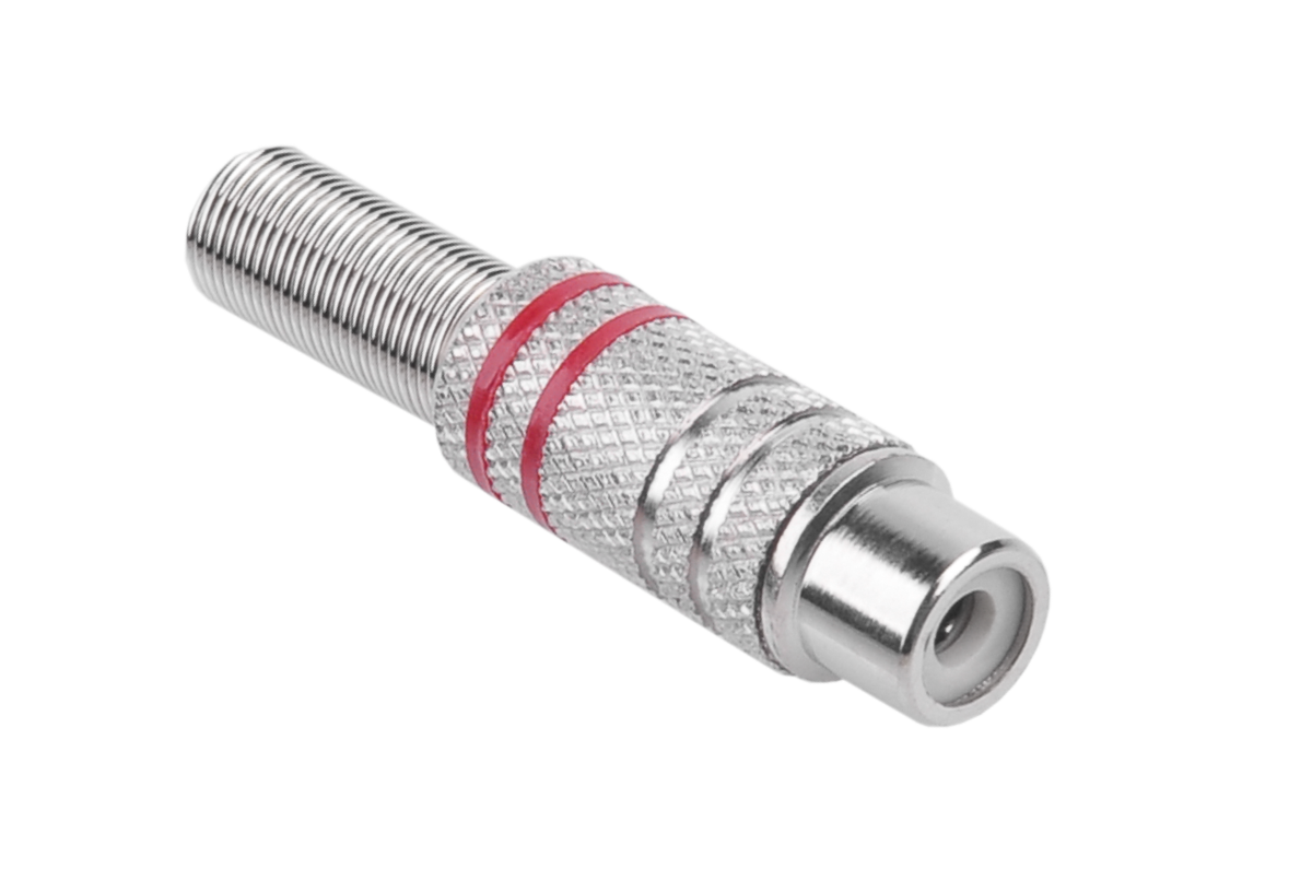 CABLETECH RCA konektor zásuv, kov 2 pásiky červený GNI0065B