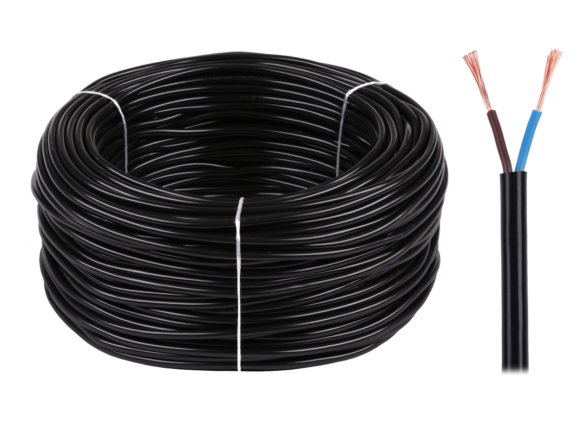 Elektrokabel Elektrický kábel OMY 2x1 300/300V čierny