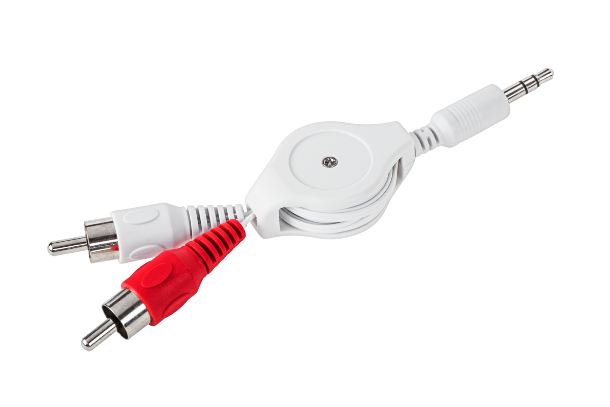Kábel jack 3,5 mm na 2 RCA zvinovací 0,8 m L-KPO3968