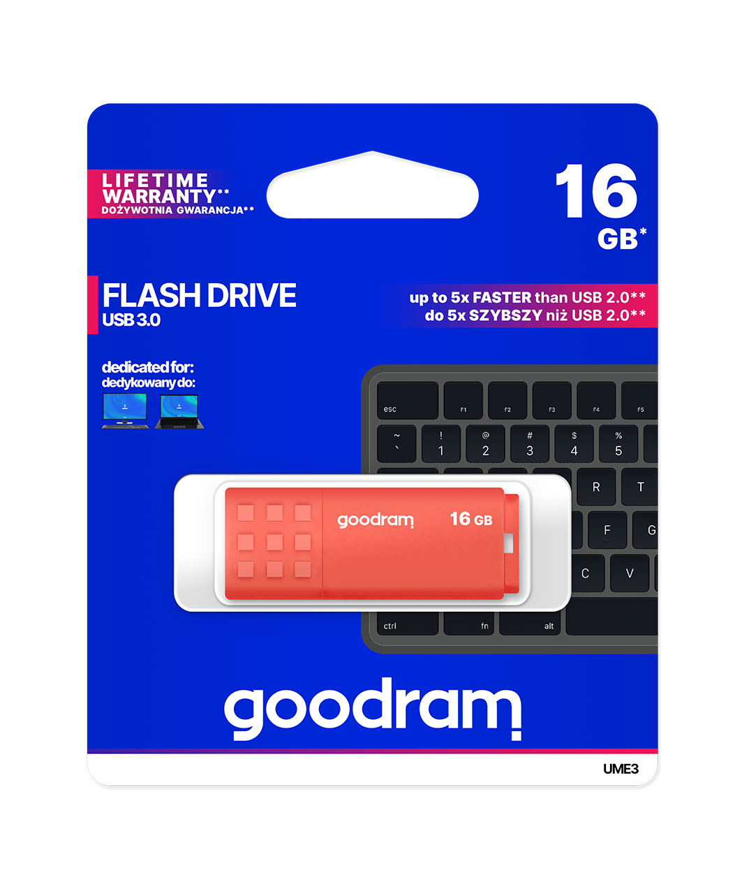 goodram USB kľúč 16GB flash disk oranžový