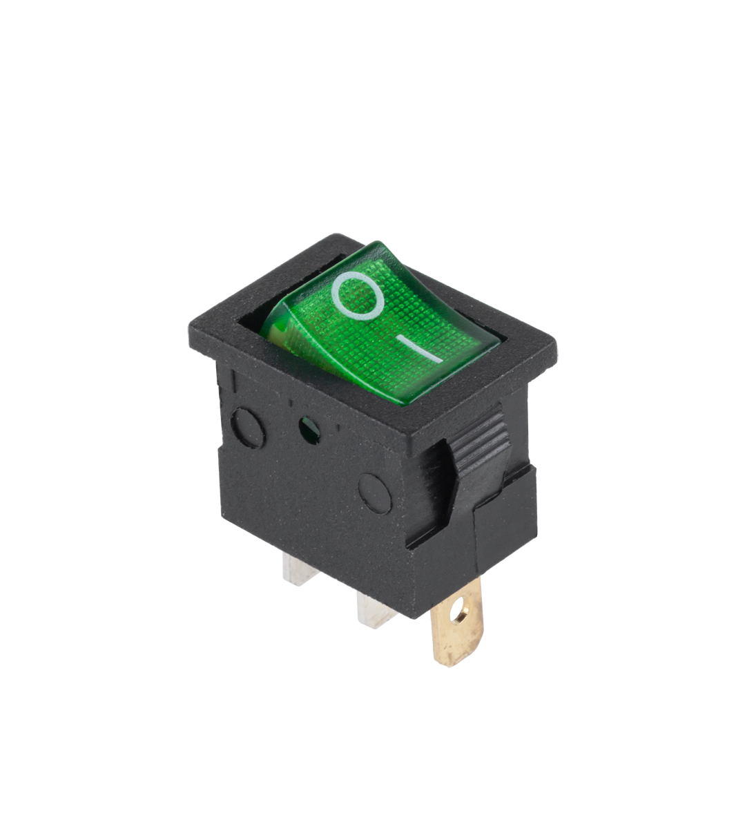 Mini kolískový vypínač 12 V, zelený, podsvietený L-PRK0020D