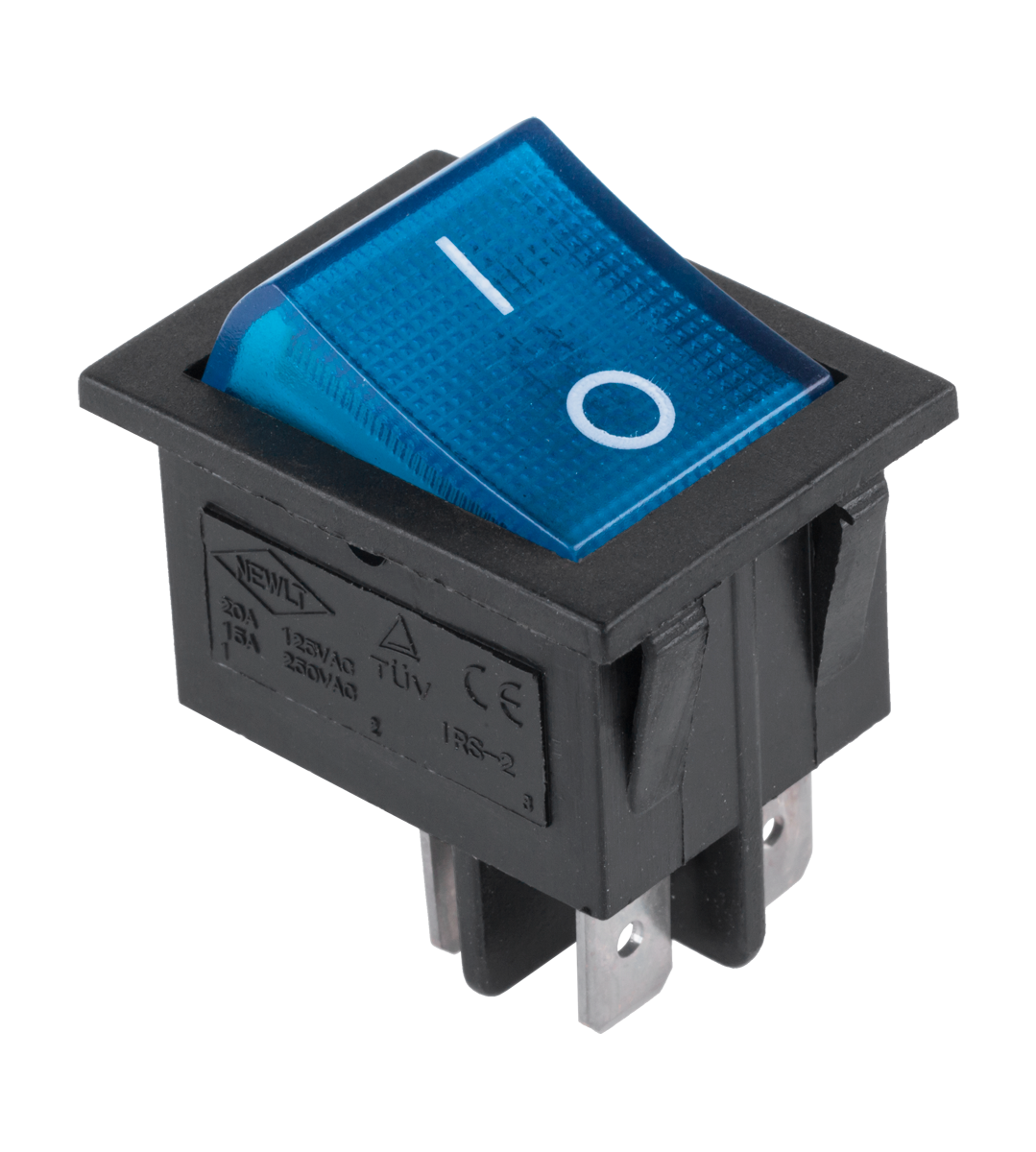 Kolískový vypínač 4 pin modrý 230 V L-PRK0047C