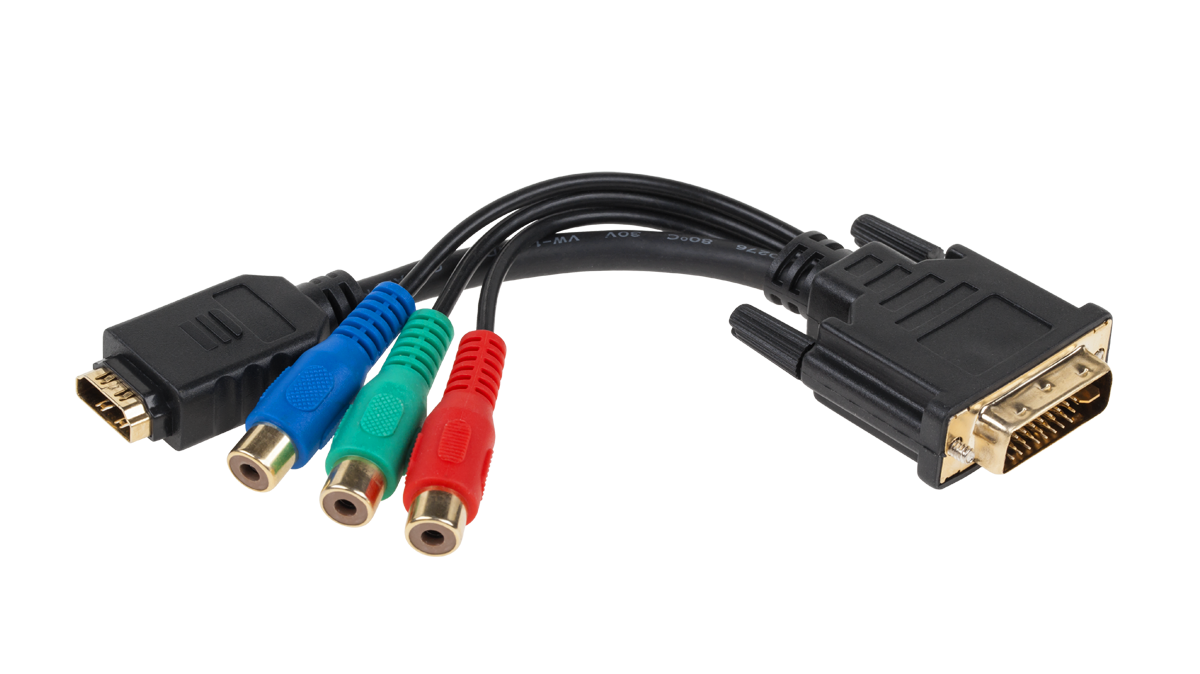 CABLETECH Redukcia DVI (24+5) - HDMI + 3 zásuvky RCA