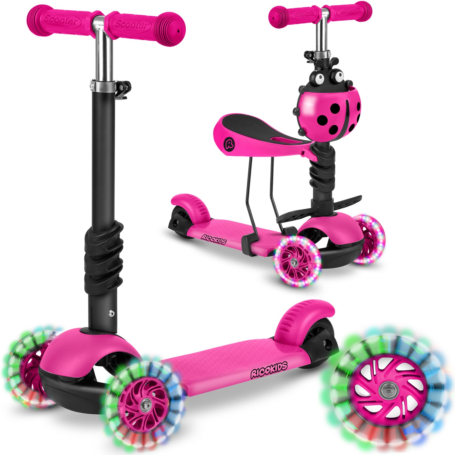 Ricokids Trojkolesová kolobežka Buggy - ružová