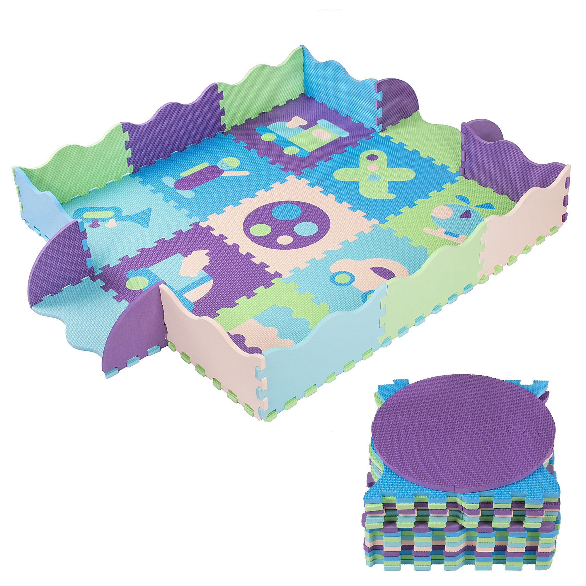 Penové puzzle pre deti na zem s ohrádkou 30 × 30 cm EVA S-PM0003