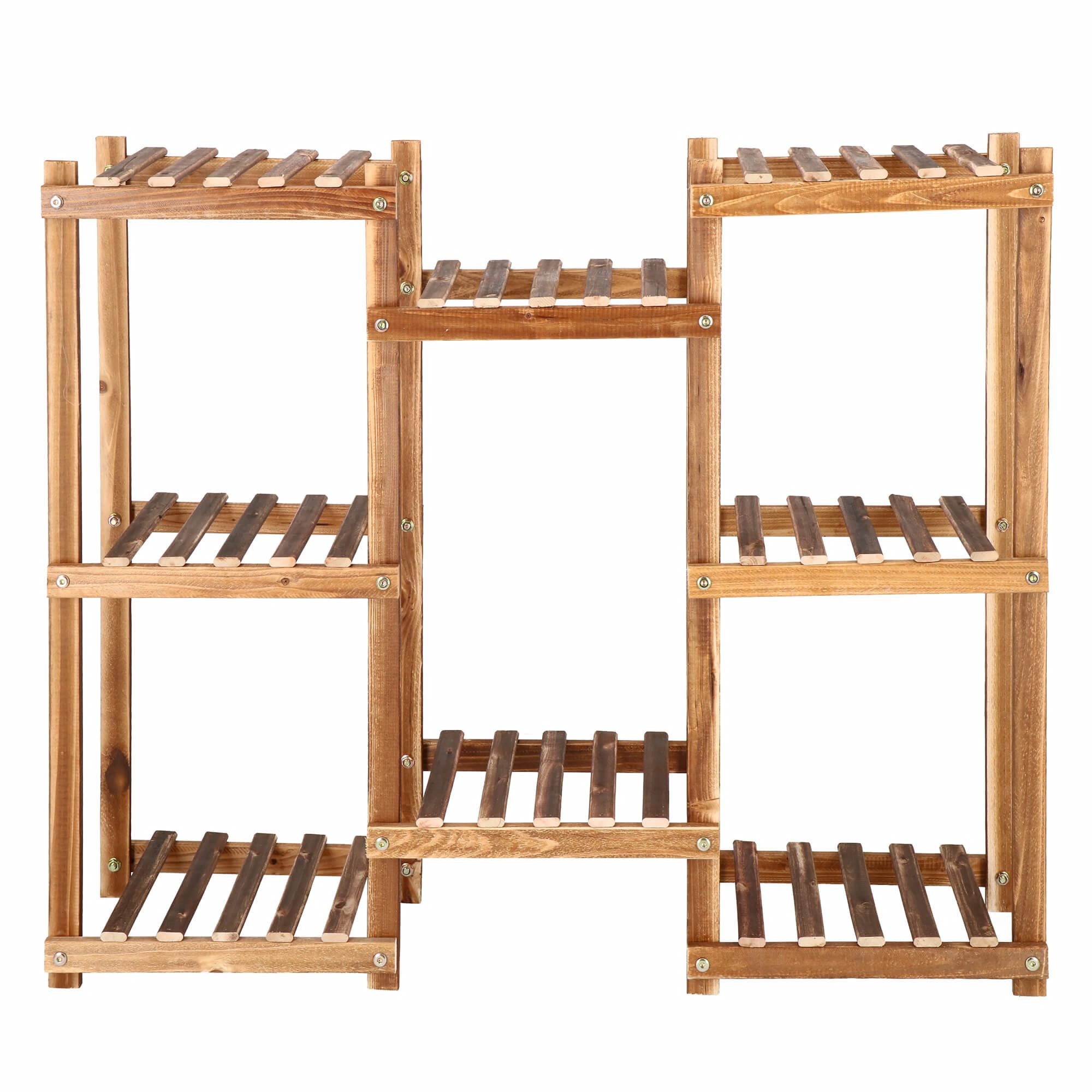 Drevený stojan na kvetináče 84 × 25 × 70 cm, 5-poschodový, na 8 kvetináčov S-GA0198
