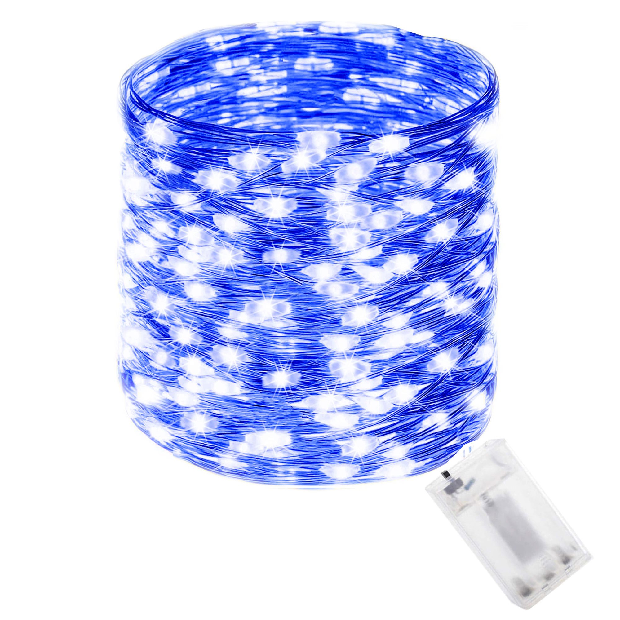 Vianočná LED svetelná reťaz na batérie 100 LED modrá 9,9 m S-CL0020