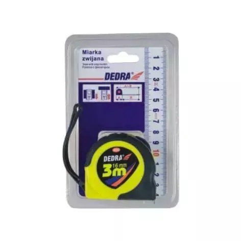 DEDRA Zvinovací meter 5m, šírka 19mm pogumované, stop tlačítko