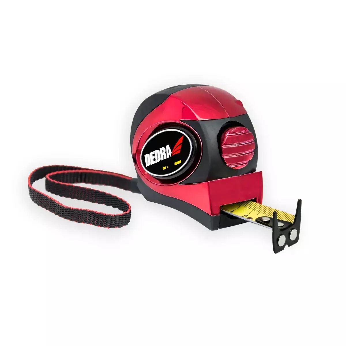 DEDRA Zvinovací meter 5m/25mm, červený, auto-blokáda, magnet, dvojstranná pá M592P