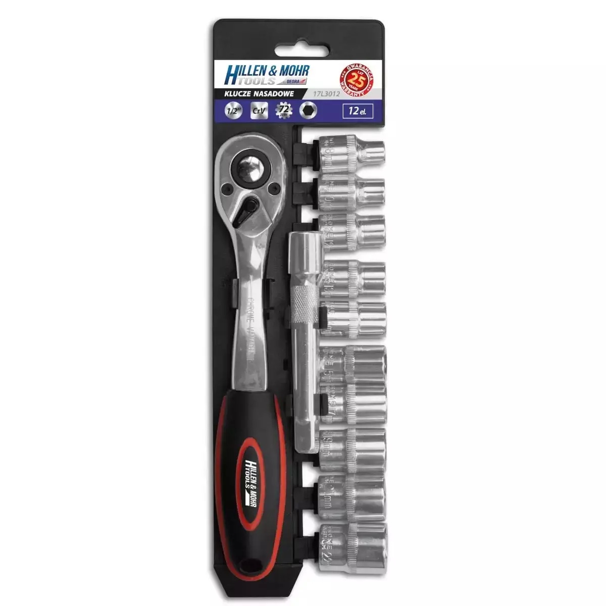 DEDRA Gola sada 12ks CrV 1/2" CRV 17L3012