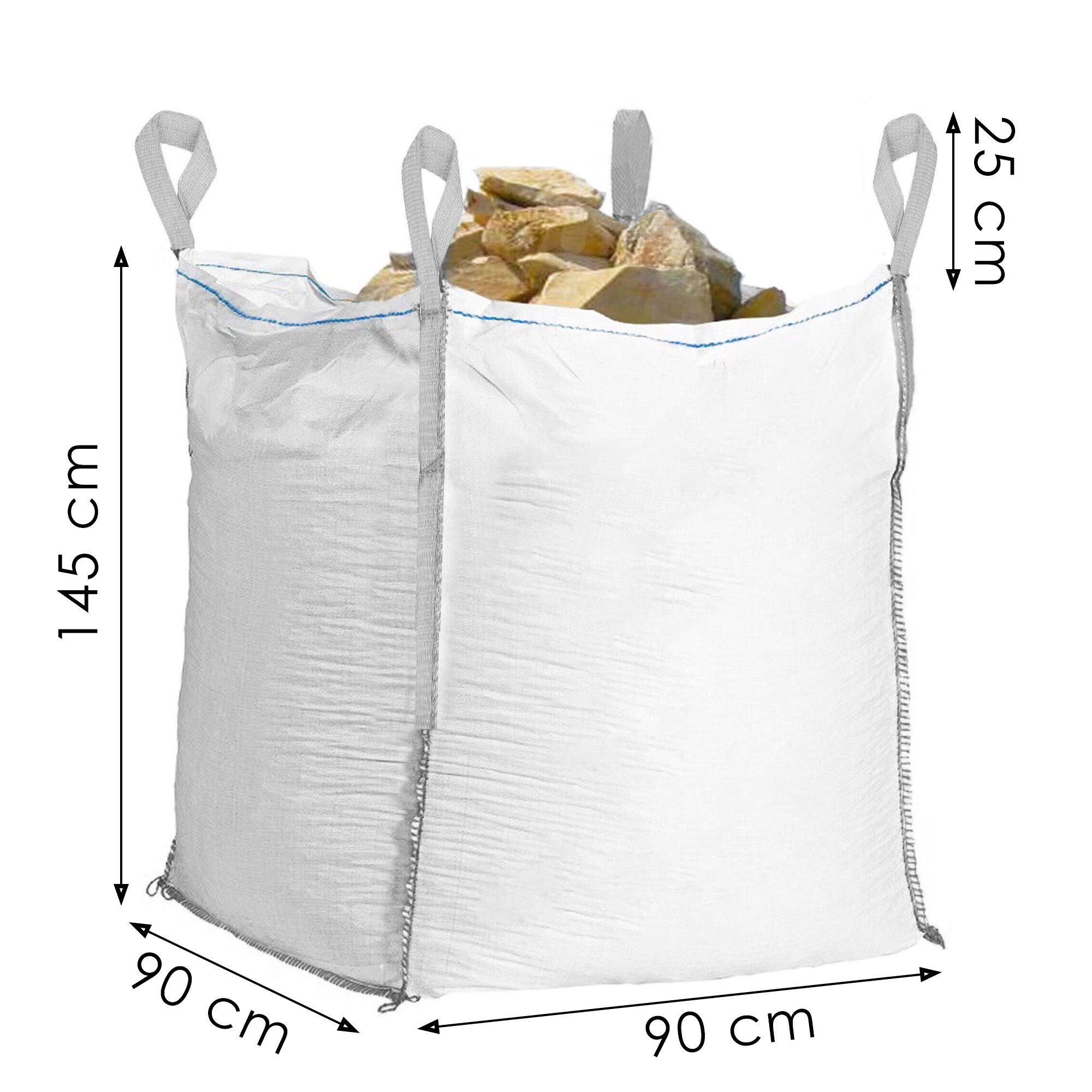 Big bag vrece na suť a stavebný odpad 1000 kg 1200 l 90 × 90 × 145 cm S-GA0051