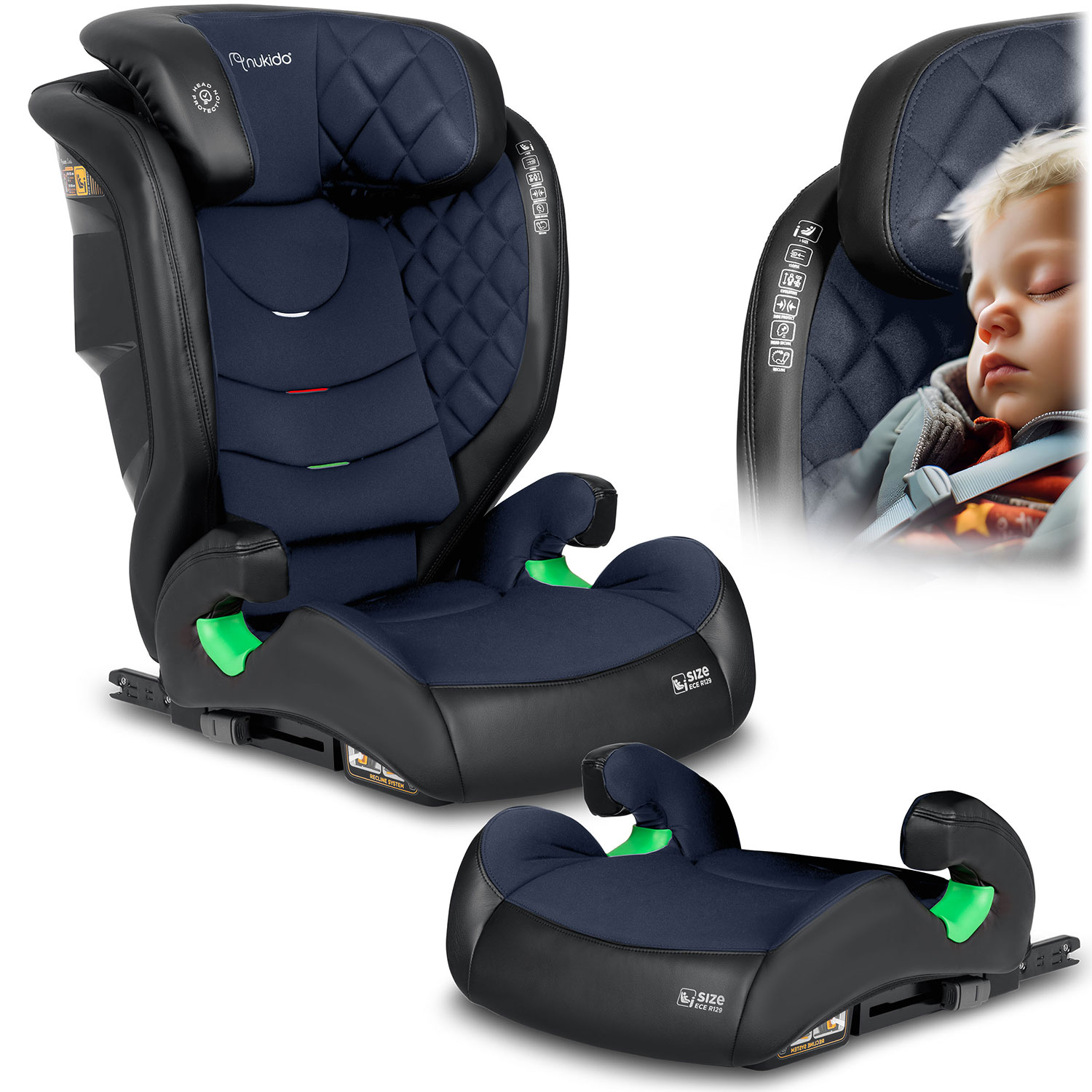 Autosedačka Nukido Louis čierna a námornícka modrá 15-36 kg ISOFIX